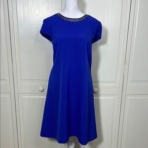 Jessica Simpson Royal Blue Sheath Dress Above The Knee Sz 10 Capped Sleeves